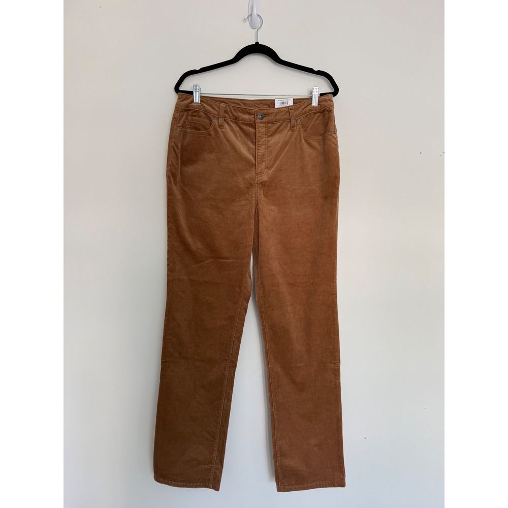 NWT Style & Co Corduroy Pants Women's Size 14 Caramel KISS Straight‎ Leg Fall